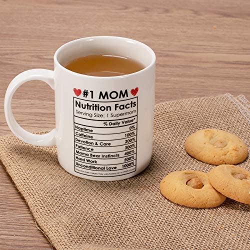Mothers Day Gifts Mom Birthday Gifts from Daughter Son - #1 Mom Coffee Mug Christmas Gifts for Moms – White, 11oz