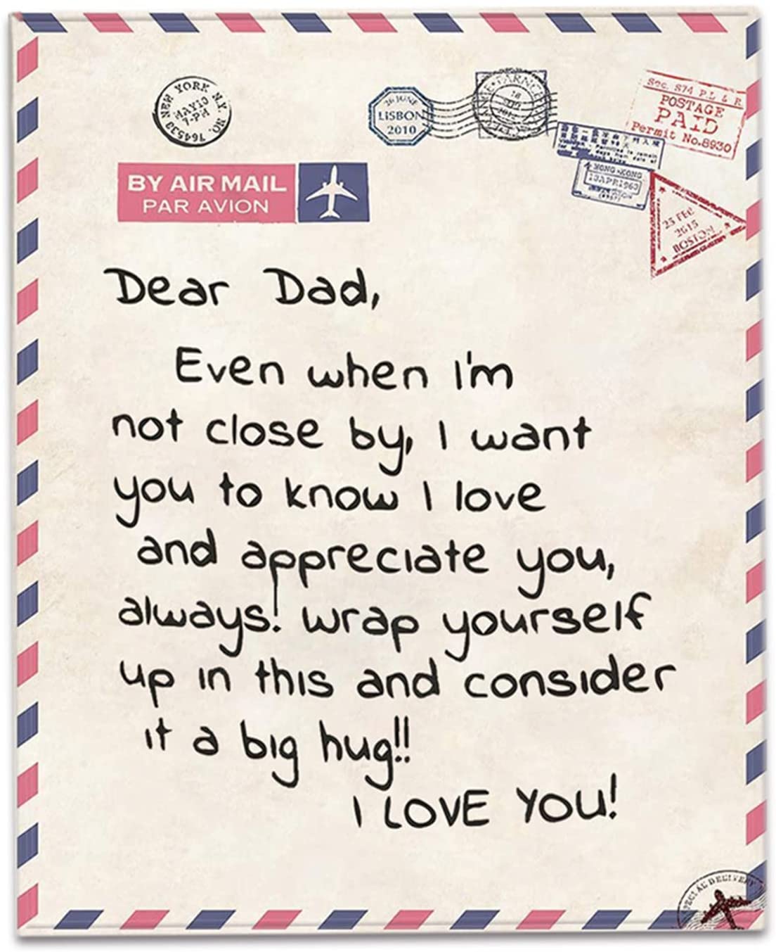 Personalized Flannel Blanket to My Dad Gift from Daughter Son, Ultra Soft Flannel Fleece Blankets Christmas Birthday Father's Day Cozy Lightweight