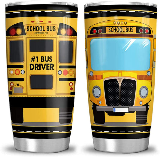 20oz School Bus Head Bus Driver Gifts For Dad Husband From Daughter, Son - Birthday, Fathers Day - Best Present Idea Tumbler Cup with Lid