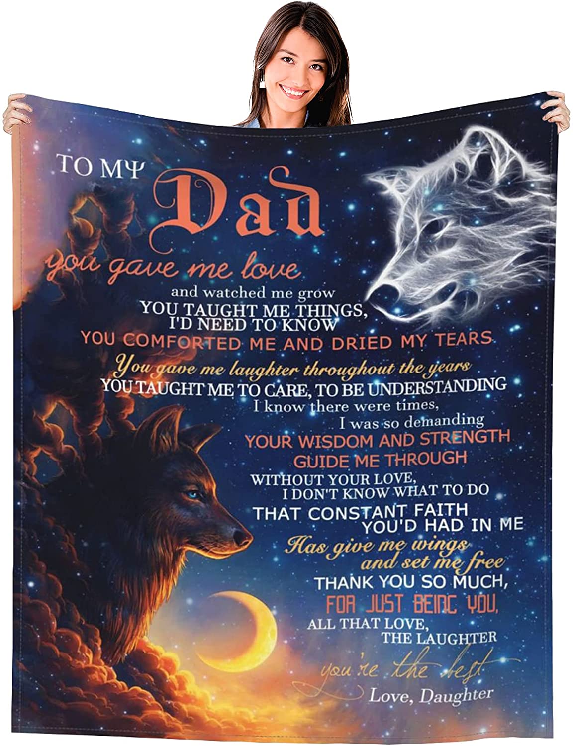 to My Dad Gifts from Daughter Family, Father's Day Birthday Gifts for Dad Flannel Fleece Blankets and Throws Lightweight Soft Blanket for Home Bed