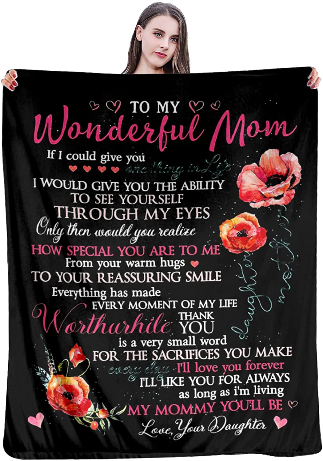 Gifts for Mom from Daughter, Personalized Blankets to My Wonderful Mom,How Special You are to Me Ultra-Soft Micro Fleece Throw Blanket for Mothers Day