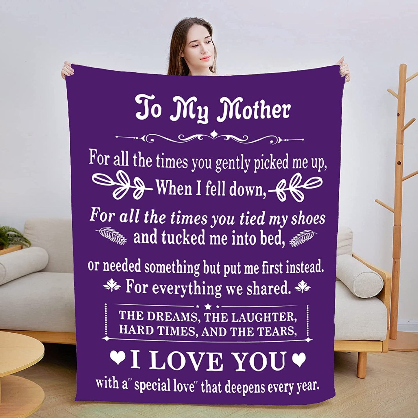 Gifts for Mom from Daughter, I Love You Mom Blanket, Mom Birthday Gifts, New Mom Gifts for Women, Birthday Gift for Women Mom Soft Mom Blanket