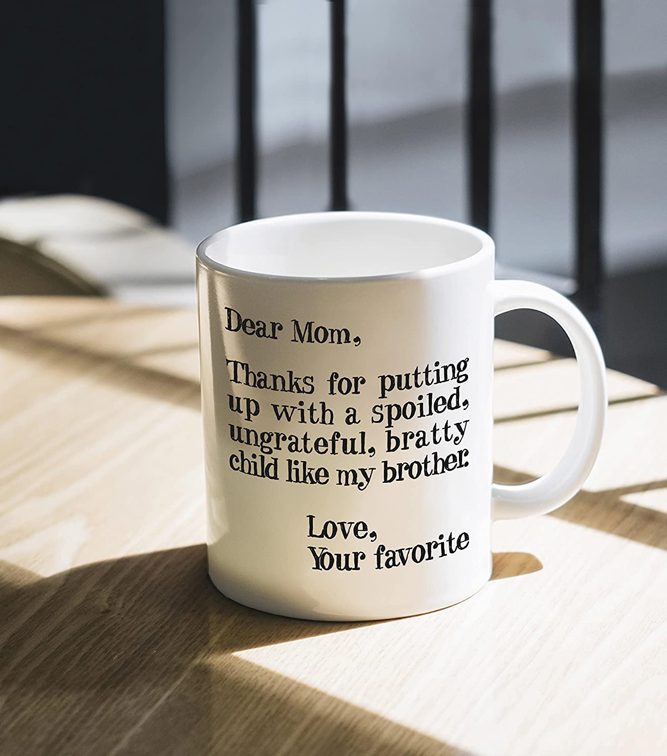 Mothers Day Gifts from Daughter Son Dear Mom Funny Ceramic Coffee Mug for Women 11 Oz. White