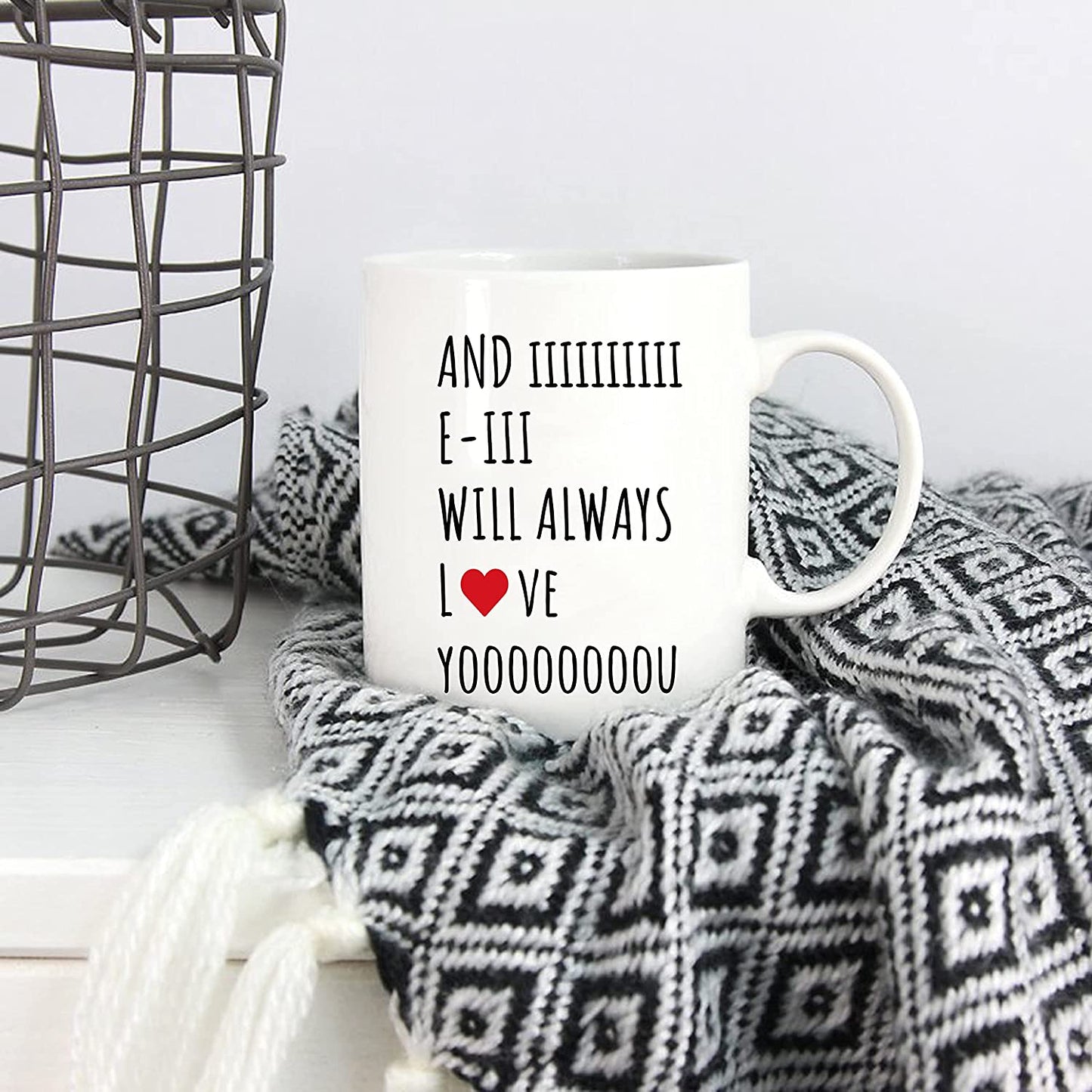 Christmas Gifts Quote Coffee Mug for Husband And I Will Always Love You, Funny Gift from Wife for Birthday, Holiday 11 Oz Ceramic Cups
