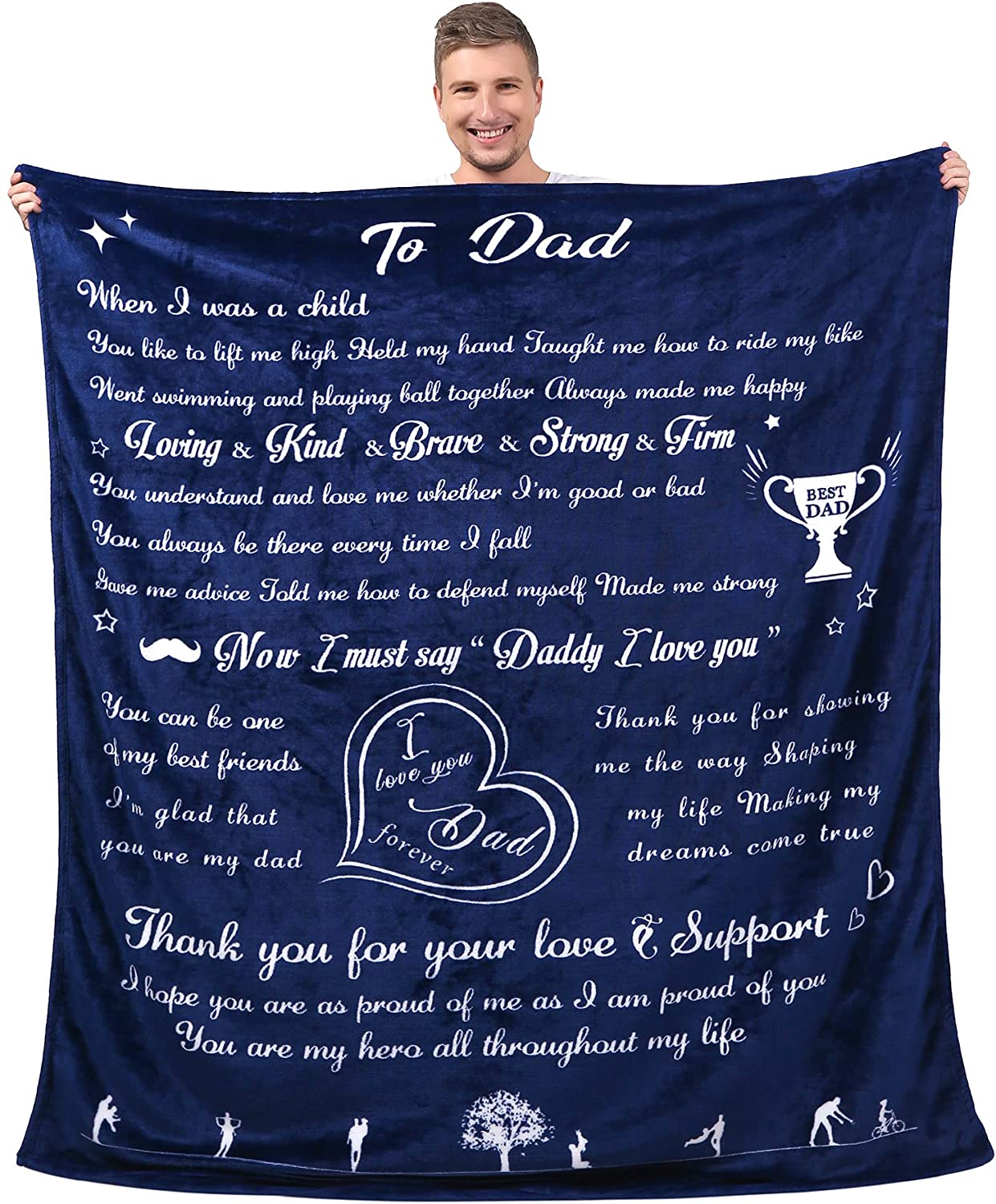 Dad Gifts from Daughter, Dad Birthday Gift for Father, Dad Blanket for Fathers Birthday Gifts from Daughter or Son, Soft Blanket for Dad,