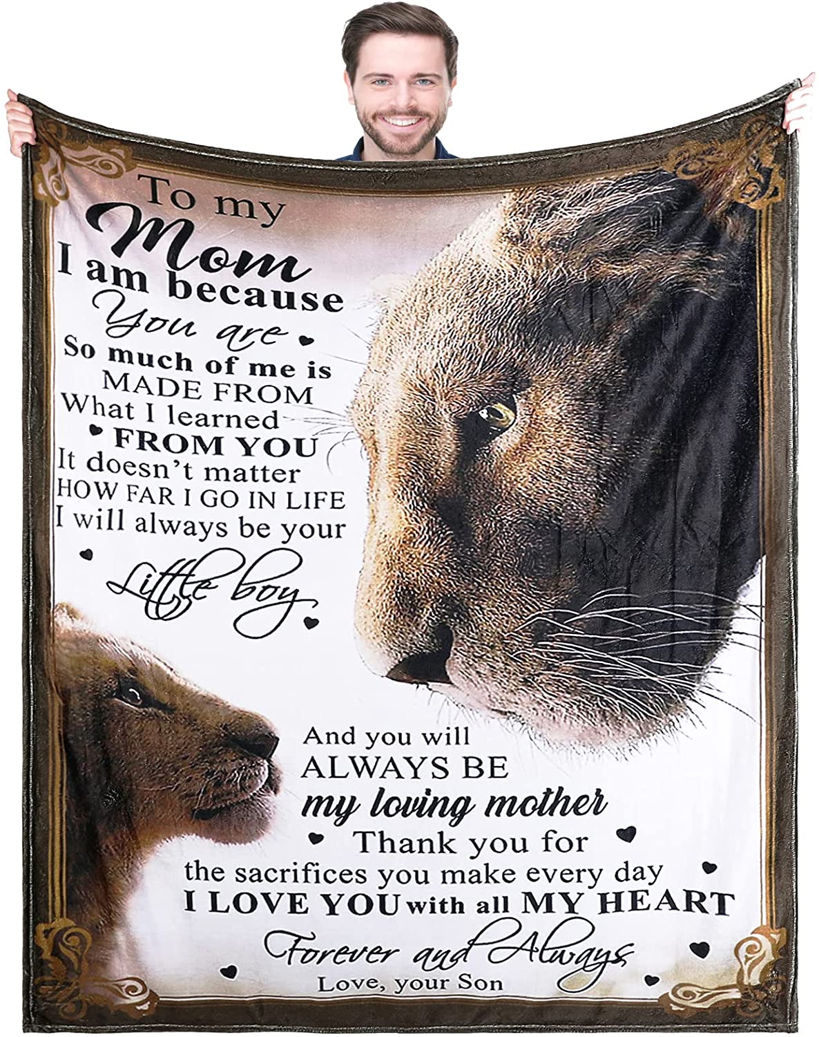 Blanket to My Mom from Son Printed Quilts Fleece Blankets Birthday Gift Ultra-Soft Micro Light Weight Warm Bed Plush Throw Blanket (to Mom from Son