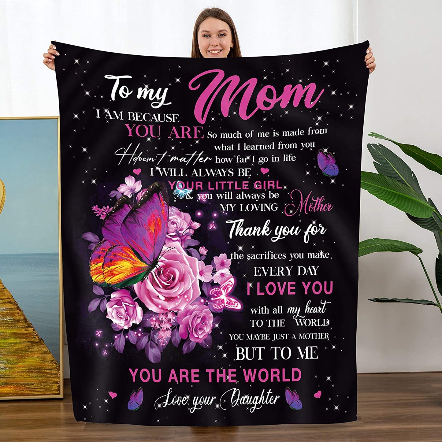 Mom Birthday Gifts, Gifts for Mom from Daughter, Soft Throw Bed Throw Blanket, Fathers Day Mothers Day (Size:60"x80")