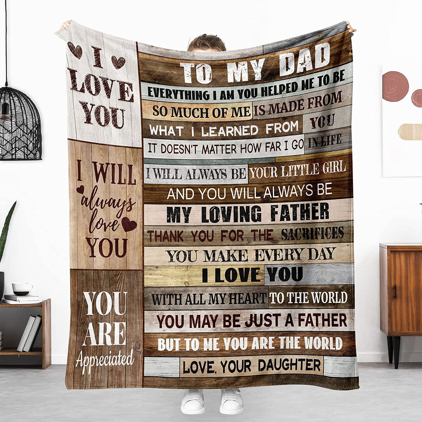 Gifts for Dad from Daughtger Throw Blanket Birthday Gifts to My Dad Father Ultra-Soft Cozy Fleece Blanket Idea Blanket for Bedding Sofa