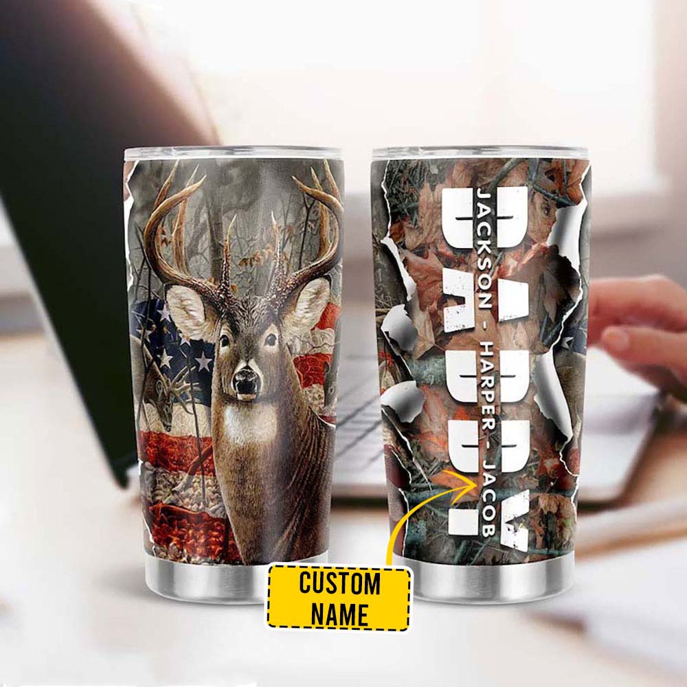 Personalized Daddy Deer Hunting Tumbler Custom Name