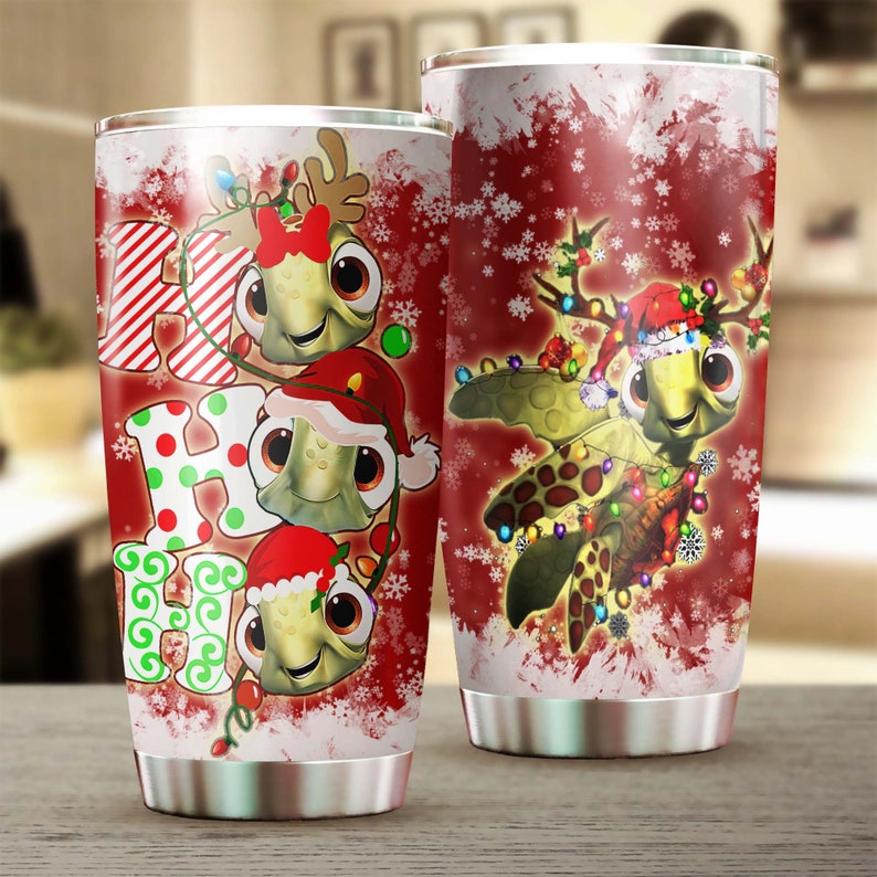 Turtle Christmas Ho Ho Ho Cute Funny Tumbler- Turtle Present- Unique- Birthday gift Christmas gift for Turtle Lover for daughter