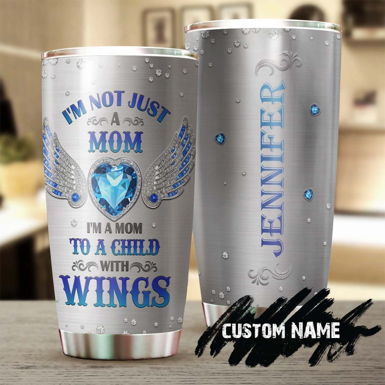 Mom Of A Child With Wings Memorial Gift Children Personalized Tumbler-Birthday gift Christmas Gift Mother's day Gift for Mom