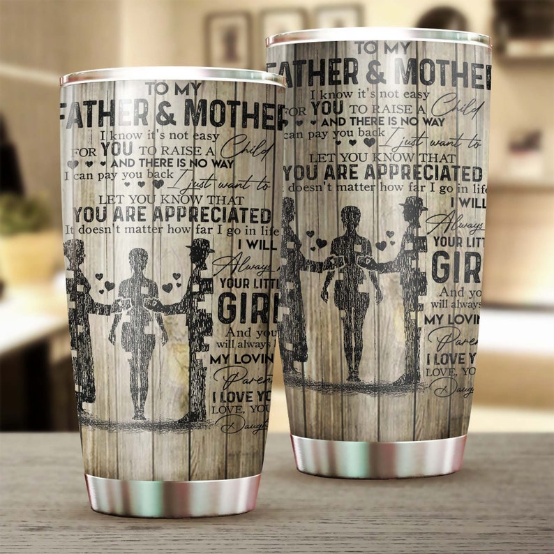Mom Dad Always Your Little Girl Always Be My Hero My Love Tumbler-Birthday Christmas Gift Father's day Gift for Mom Dad from Daughter