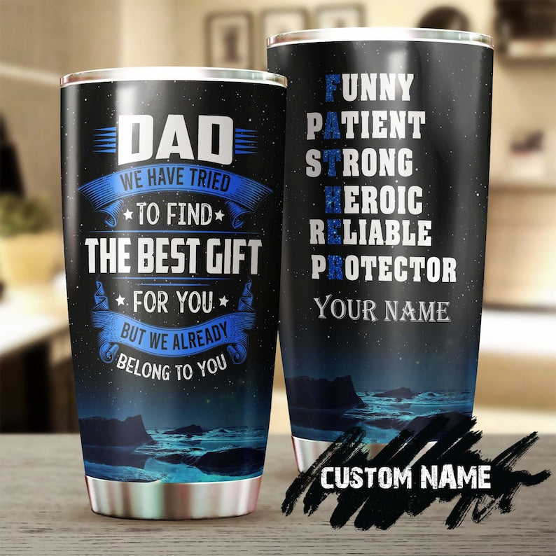 Best Gift For Dad Funny Children Personalized Tumbler-Birthday Christmas father's day gift for dad from son daughter