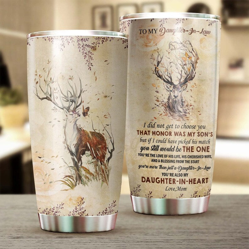 Daughter In Law You Are Daughter In My Heart Personalized Tumbler-Birthday gift Christmas gift for daughter in law from mother dad in law
