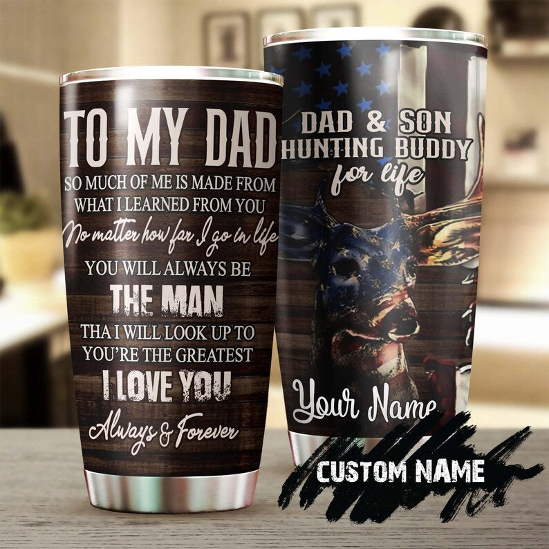 Deer Hunting Dad Son Hunting Partners For Life Personalized Tumbler-Birthday Christmas Hunting Gift Father's day Gift for dad from son