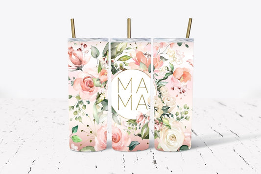 20OZ Skinny Tumbler MAMA Tumbler, Flower Tumbler