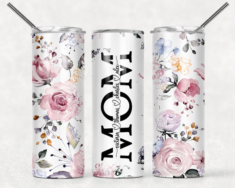 20OZ SKINNY TUMBLER Pink Floral Mother's Day Tumbler | 20oz Skinny Tumbler | Mom Gifts