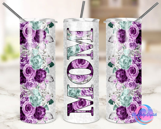 20OZ Skinny Tumbler, Mother's Day, Mom Purple Floral Tumbler