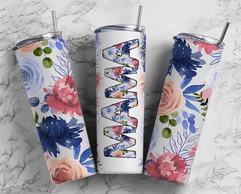 20OZ Skinny Tumbler, Floral Mama Tumbler, Mothers Day Straight Tumbler, Mama Tumbler, , Mom Tumbler