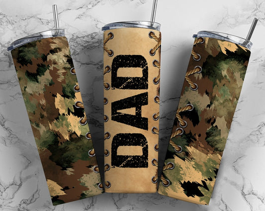 20OZ Skinny Tumbler, Father's Day Tumbler, DAD Hunting Deer Stag Hunter Male Seamless