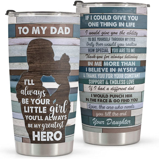 20 oz Tumbler Gifts For Dad - Stainless Steel Vintage Tumbler 20oz For Dad - Birthday Gifts for Dad Stepdad From Daughter - Fathers Day Gift