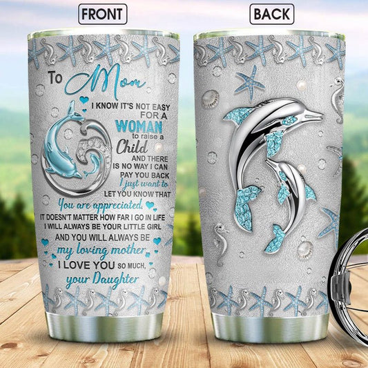20oz Tumbler Mother And Daughter Dolphin Stainless Steel Tumbler