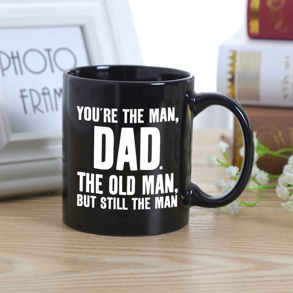Gifts for Dad Father Day Gifts for Father,Funny Novelty Black Ceramic Coffee Mug Tea Cup-You're The Man, Dad:Birthday gifts for Dad