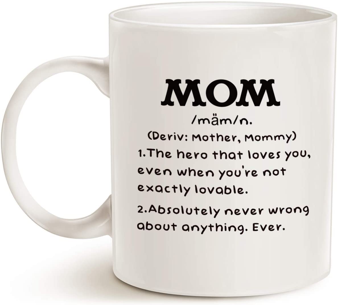 Mother's Day Gifts Mom Definition Funny Coffee Mug, Birthday Gift Idea for Mom Cup White, 11 Oz