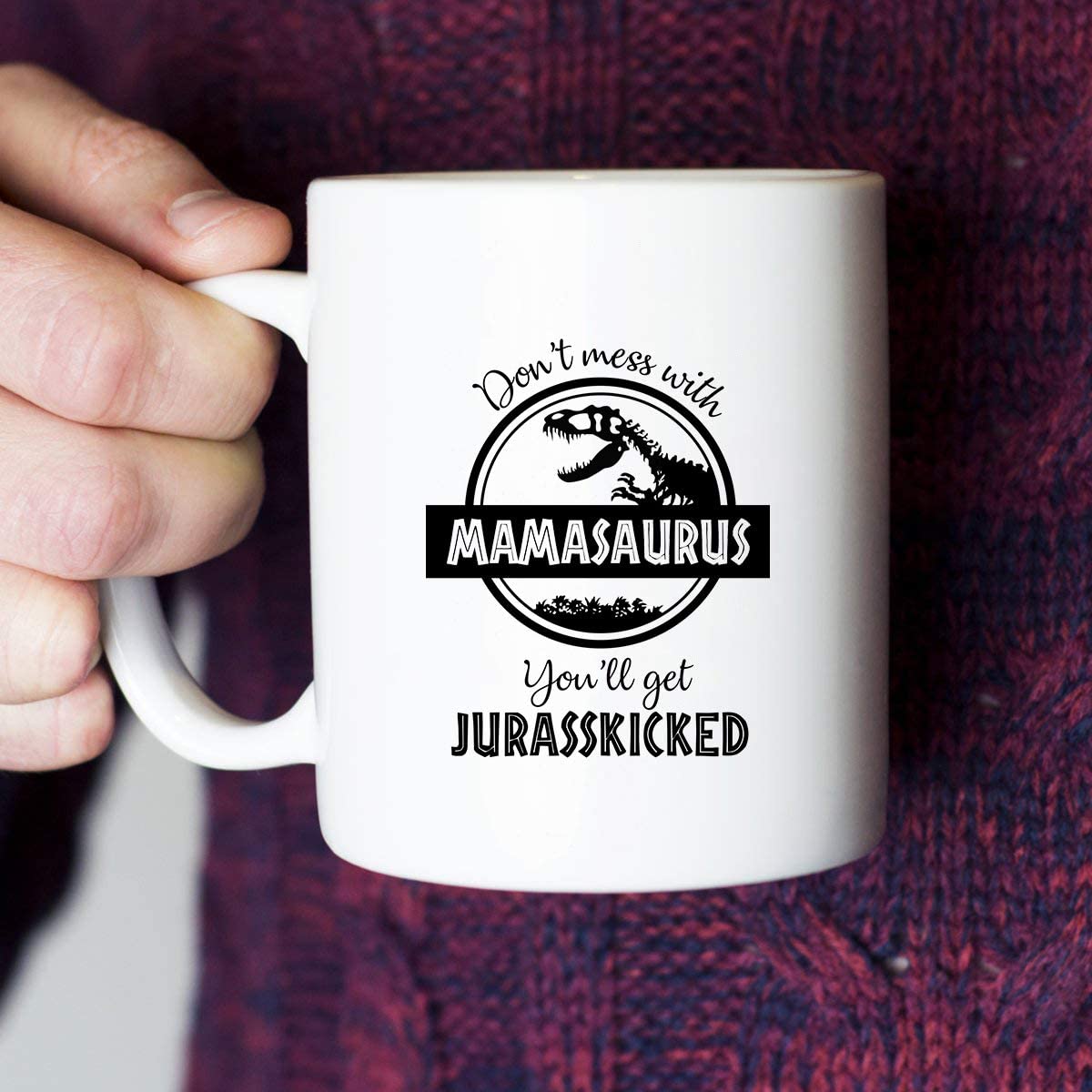 Don't Mess with Mamasaurus You'll Get Jurasskicked - Funny Dinosaur Birthday Mom Gift - Presents For Mom From Husband Son Daughter - 11 oz Coffee