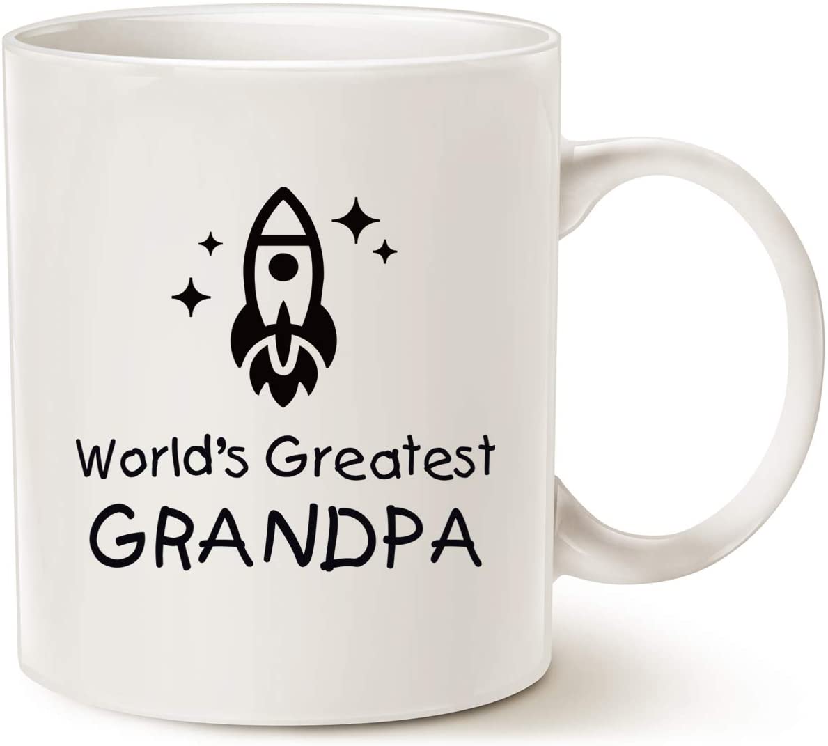 Funny Grandpa Coffee Mug, Worlds Greatest Grandpa Rocket Ship Cup White 11 Oz, Best Birthday Gifts for Grandpa, Grandfather
