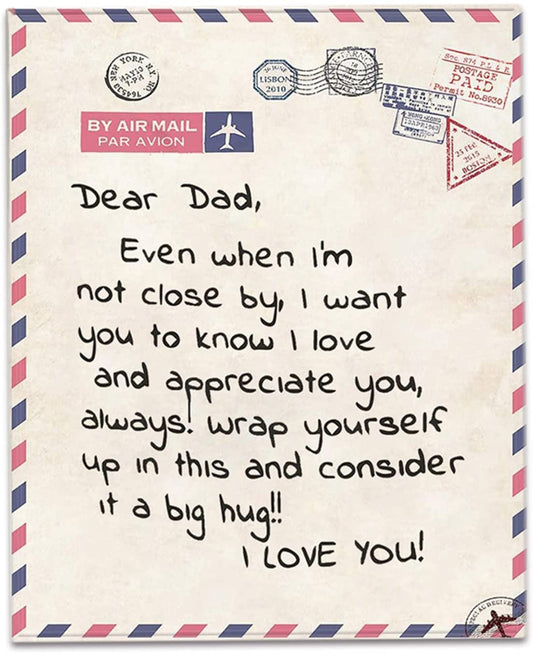 Personalized Flannel Blanket to My Dad Gift from Daughter Son, Ultra Soft Flannel Fleece Blankets Christmas Birthday Father's Day Cozy Lightweight