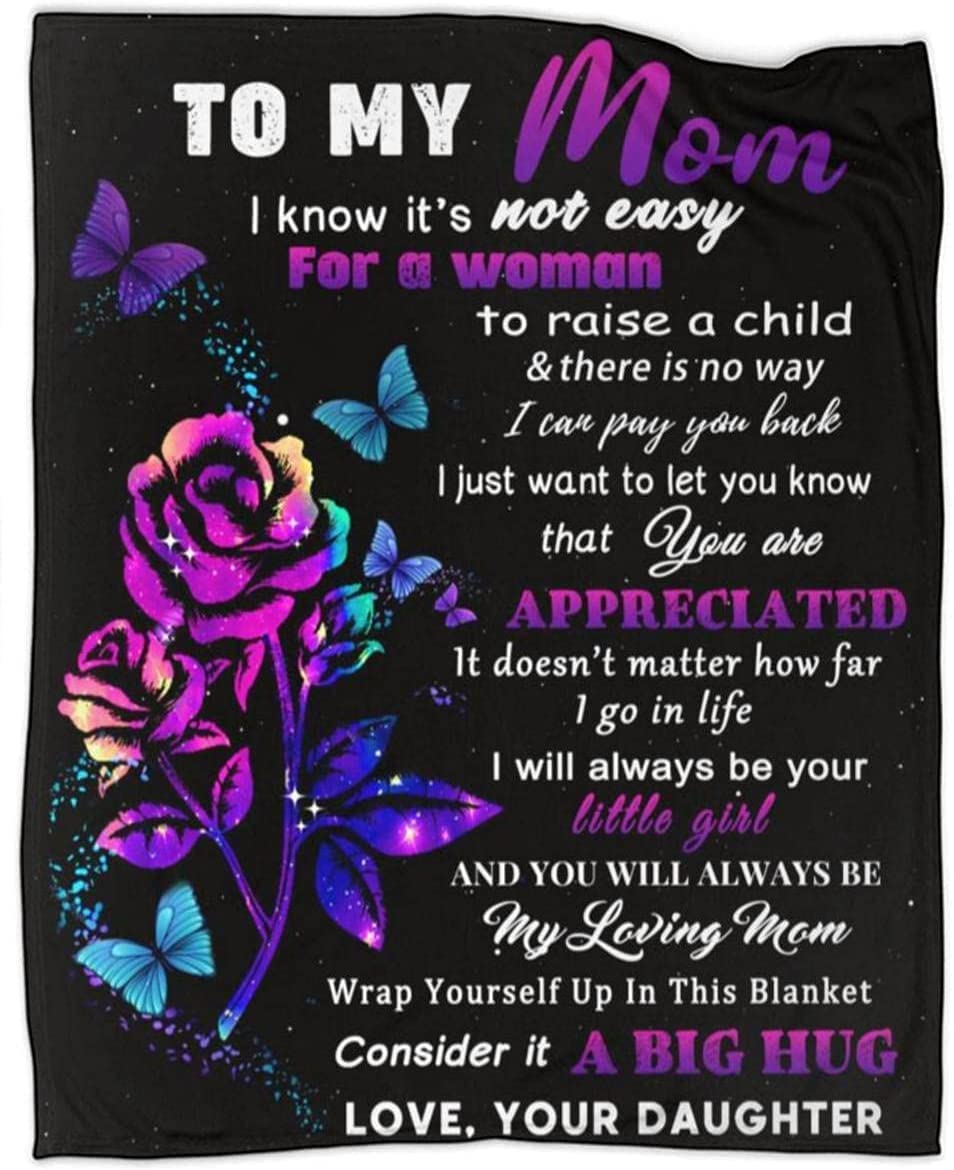 to My Mom Throw Blanket Flowers Ultra-Soft Micro Fleece Blankets Birthday Gifts for Bed Couch Travel Beach 50"x60"