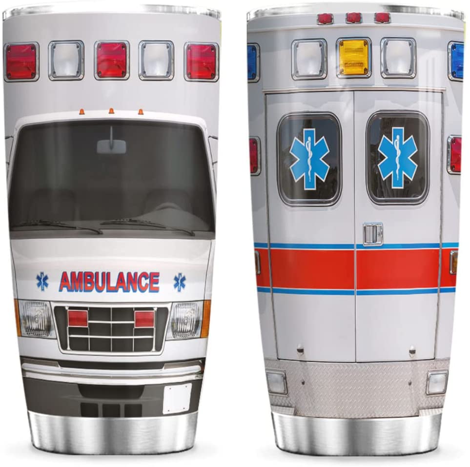 20oz Ambulance Head Driver Gifts For Dad Husband From Daughter Son Birthday Fathers Day Anniversary for Him Tumbler Cup with Lid
