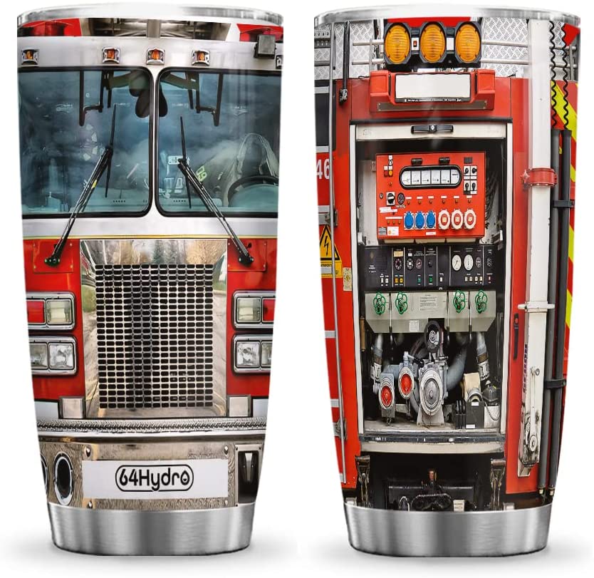 20oz Fire Truck Driver Gifts For Dad Husband From Daughter Son Birthday Fathers Day Anniversary for Him Tumbler Cup with Lid