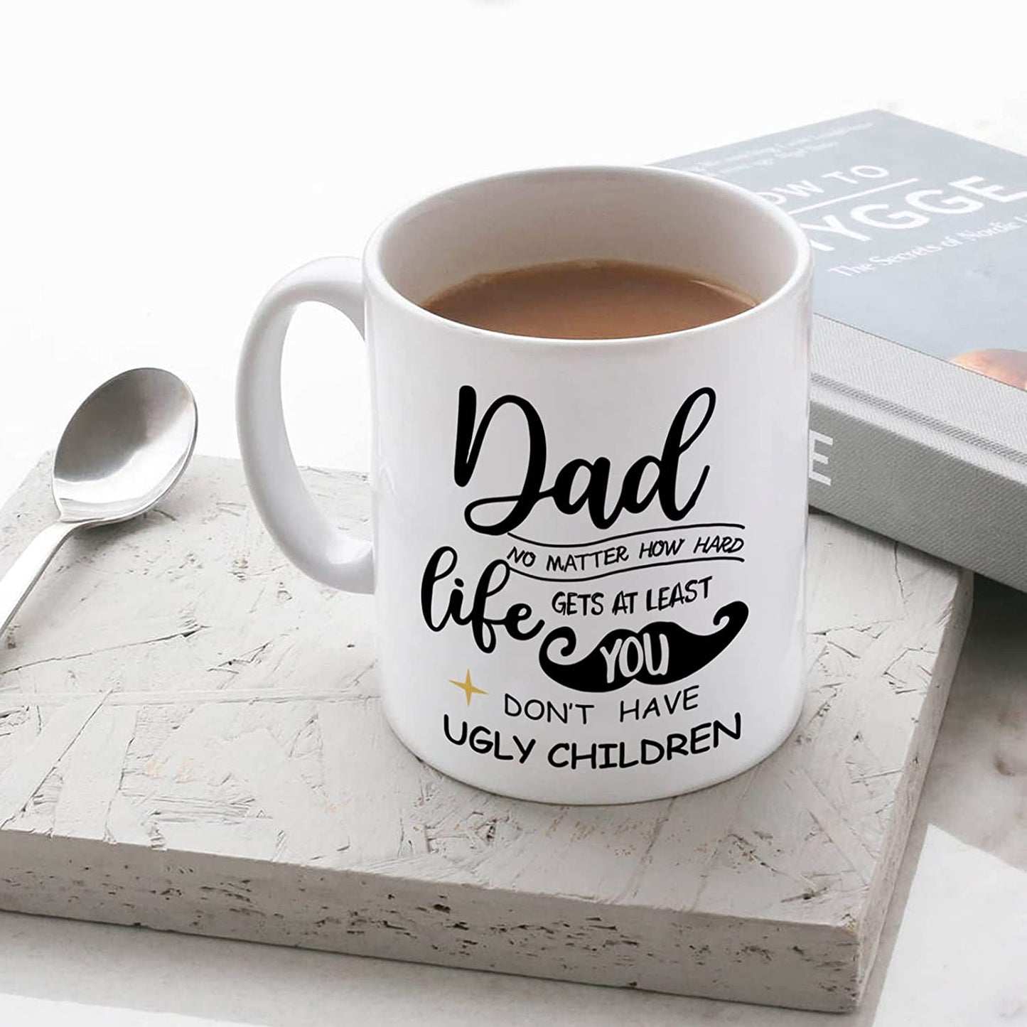 Christmas Gifts for Dad, At Least You Don’t Have Ugly Children Mug From Son Daughter Kids- Funny Dad Coffee Cocoa Cups Birthday