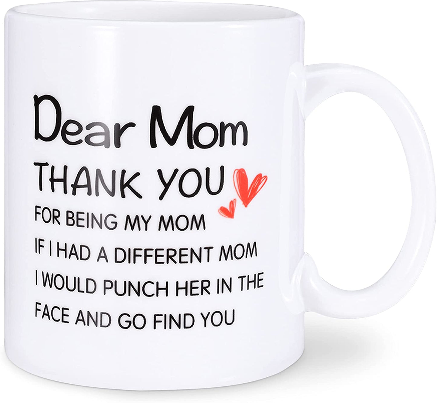 Mothers Day Gifts for Mom from Daughter Son, Dear Mom Mug, 11oz Novelty Funny Coffee Mugs, Christmas Birthday Presents Idea