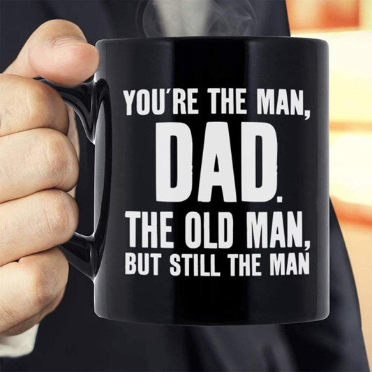 Gifts for Dad Father Day Gifts for Father,Funny Novelty Black Ceramic Coffee Mug Tea Cup-You're The Man, Dad:Birthday gifts for Dad