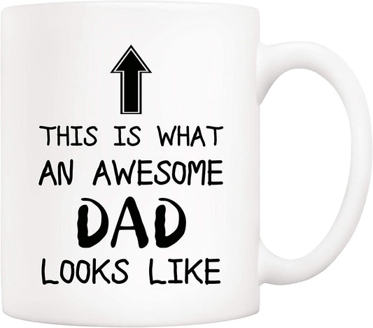 Christmas Gifts Funny Dad Coffee Mug, This Is What an Awesome Dad Looks Like, 11Oz Novelty Cups from Child Daughter Son Kids, Birthday Gifts for Dad