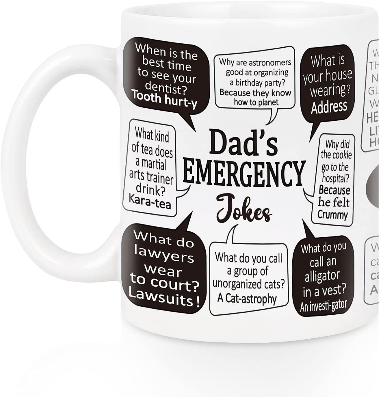 Gift for Dad - Emergency Dad Jokes Coffee Mug - Funny Gag Dad Gifts - Father's Day Gifts for Dad from Daughter Son Kids - Novelty Gift Ideas for Dad