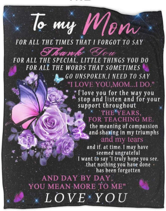 to My Mom Blanket from Daughter Son Flower Butterfly Ultra Soft Flannel Throw Blankets for Couch Bedroom Sofa Warm Blanket Positive Encourage