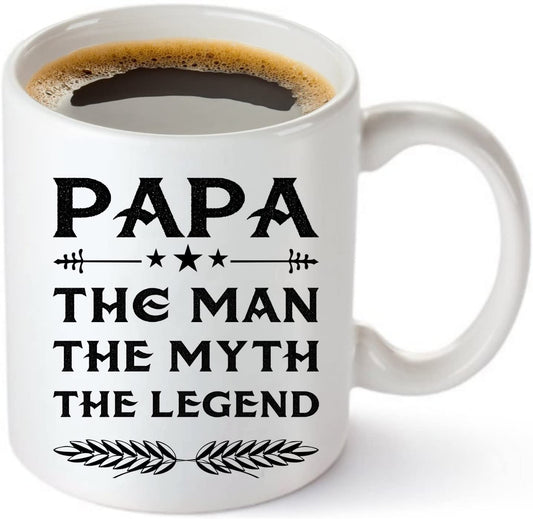 Papa Mug - Gift For Dad ! Coffee Tea 11oz Cup. Unique Gifts For Men ! Christmas, Birthday, Father's Day - Papa The Man The Myth The Legend!