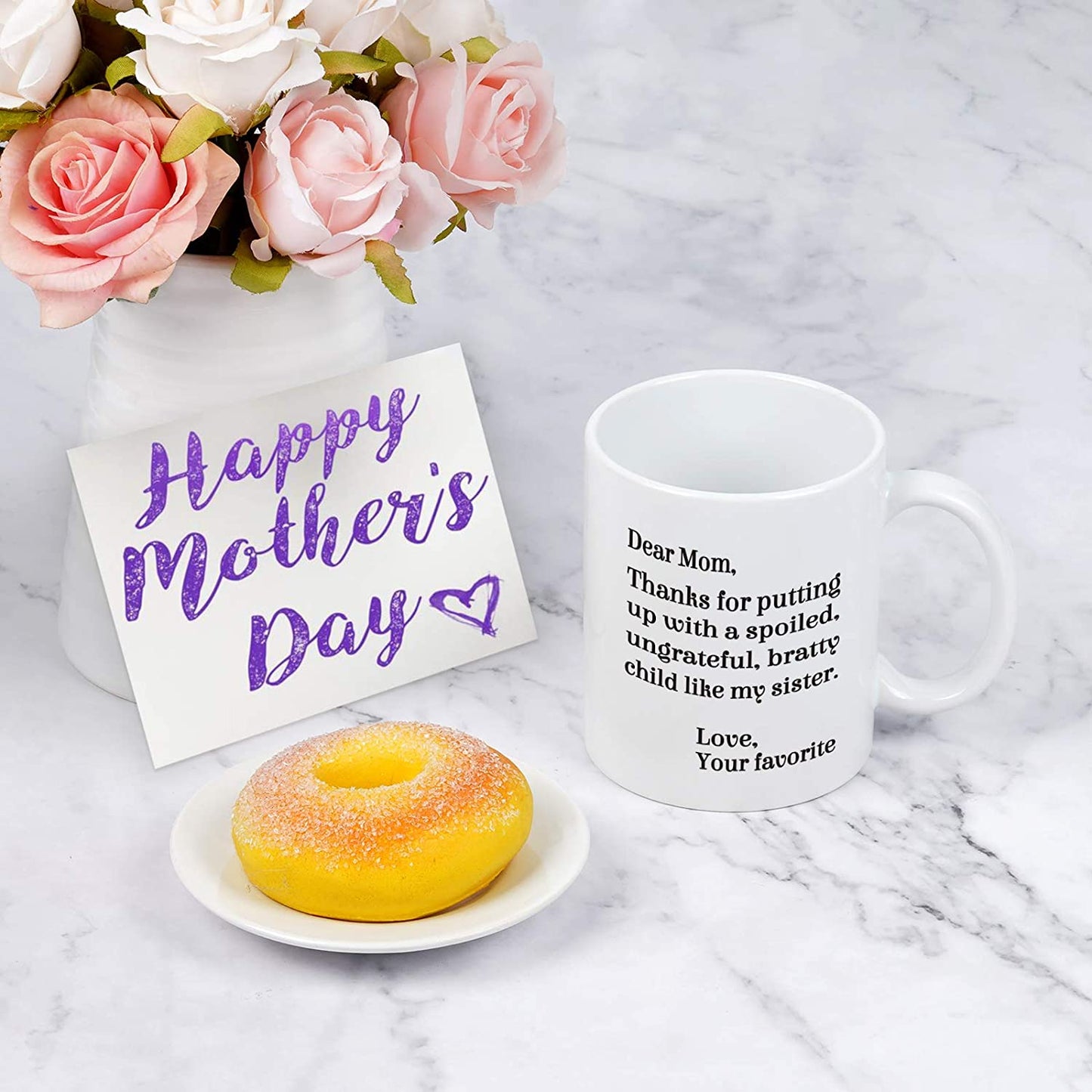 Mom Coffee Mug, Dear Mom Thanks for Putting Up With a Spoiled Child Like My Sister Mug, Mothers Day Gifts for Mom from Daughter Son, Funny Coffee Mug