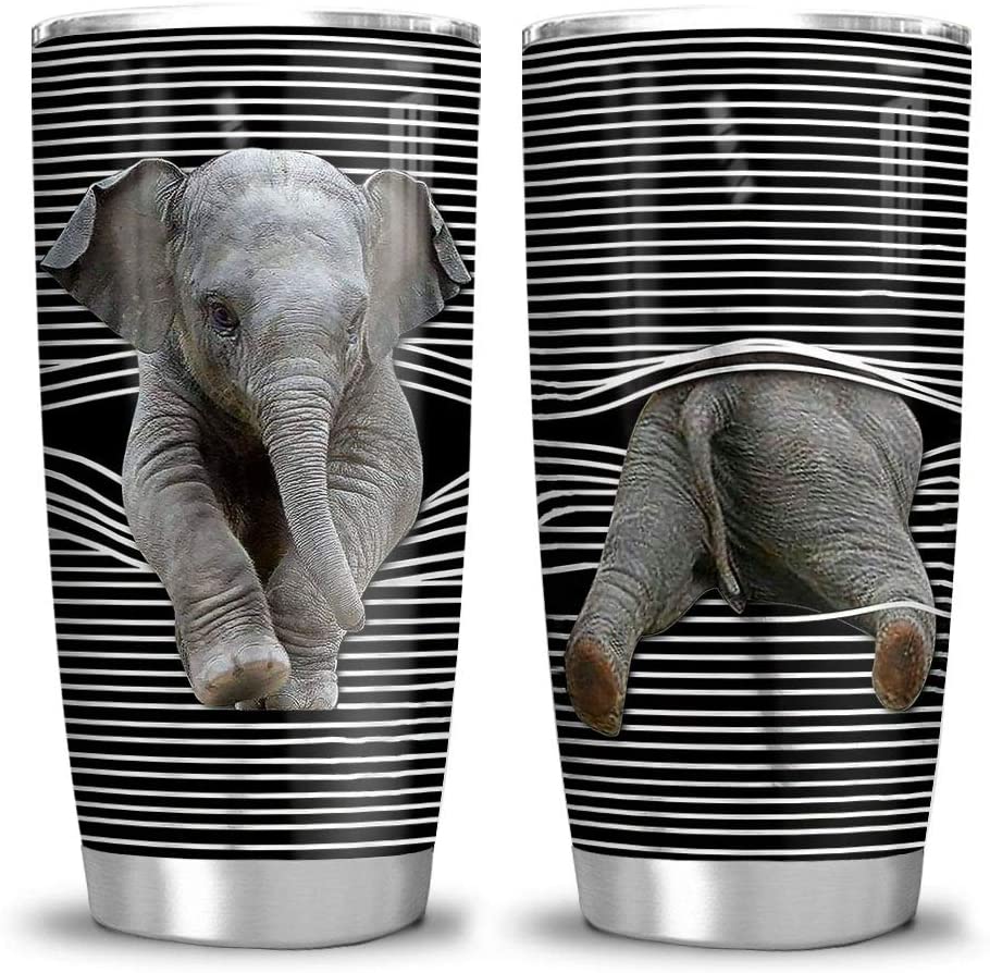 20oz Elephant Lover Elephant Gift for Son Daughter Sister Friends Wife Husband Anniversary for Him Her Tumbler Cup with Lid