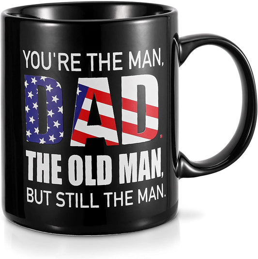 Gifts for Dad from Daughter Son, 11Oz You're The Man, Novelty Funny Coffee Dad Mugs, Father's Gift Ideas Birthday Christmas Presents Black