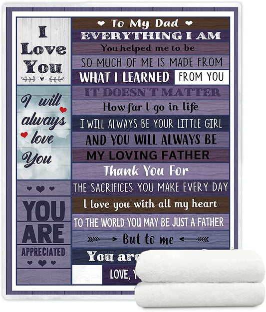 to My Dad Throw Blankets from Daughter Soft Sherpa Throw Blankets for Men and Women Gifts for Father from Daughter (to Dad, 150x200cm(60x80inches))