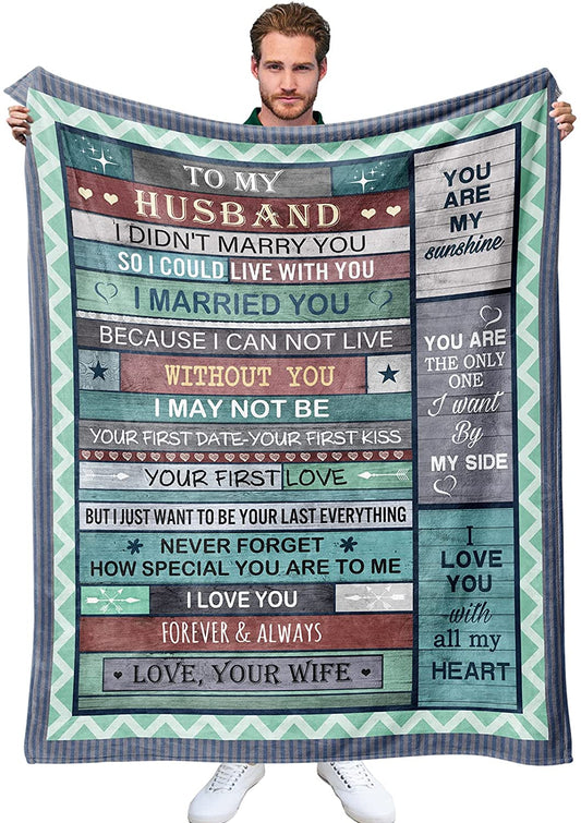 Best Husband Gifts Blanket from Wife, Birthday Gifts for Husband, Romantic Gifts for Husband, to My Husband Throw Blankets Gift for Anniversary