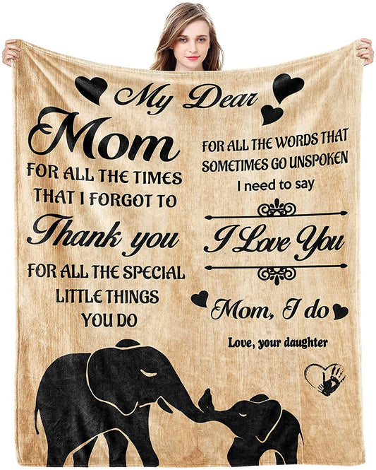 Gift to My Mom Blanket from Daughter Personalized Throw Blanket to My Mom Super Soft Warm Fleece Throw Blanket Gifts for Birthday Christmas