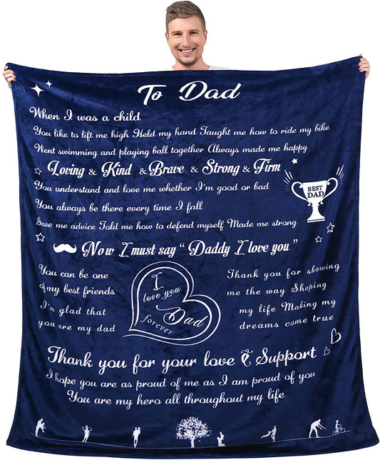 Dad Gifts from Daughter, Dad Birthday Gift for Father, Dad Blanket for Fathers Birthday Gifts from Daughter or Son, Soft Blanket for Dad,