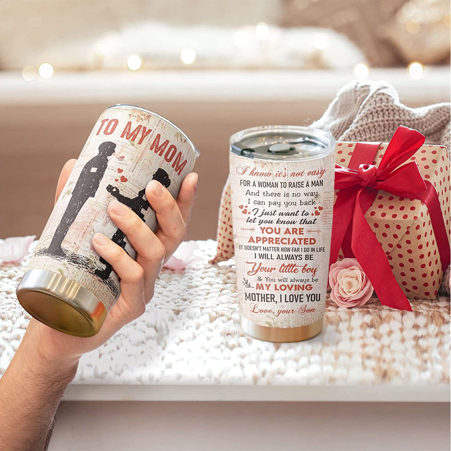 20 oz Tumbler Mom Gifts From Kids Mother's Day Gifts For Mom - Stainless Steel Vintage Tumbler 20oz Mom Birthday Gifts From Son