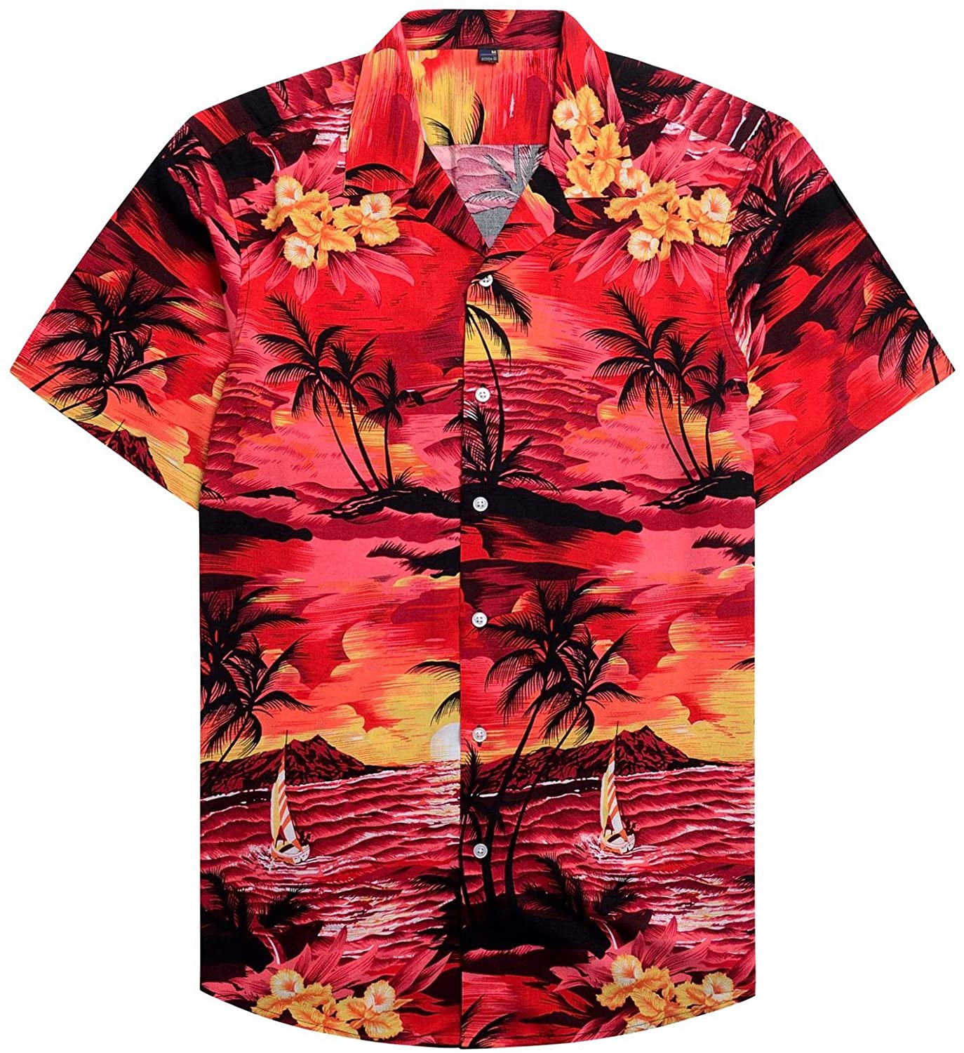 100% Cotton Regular Fit Short Sleeve Casual Hawaiian Shirt for Men